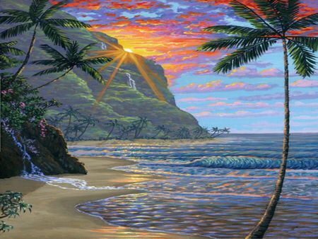 Cute Summer Wallpapers, Canvas For Beginners, Hawaiian Art, Arte Van Gogh, Sunset Painting, Beginner Painting, Art Collage Wall, Ethereal Art, Summer Wallpaper