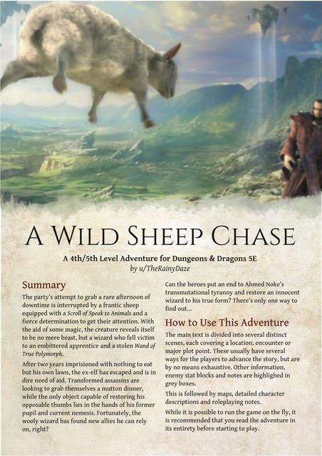 A Wild Sheep Chase (5E One-Shot) A Wild Sheep Chase, Wild Sheep, Dnd Stories, Dungeon Master's Guide, Dungeons And Dragons 5e, Dnd 5e Homebrew, Dungeons And Dragons Game, Dungeon Maps, Dungeons And Dragons Characters