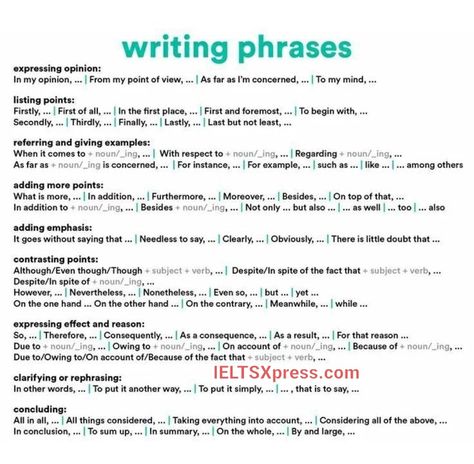 Writing Phrases #ielts #ieltswriting Essay Phrases, Writing Phrases, Ielts Writing Task1, Ielts Essay, Analytical Essay, Activities For High School Students, Easy Essay, Ielts Academic, Essay Writing Examples