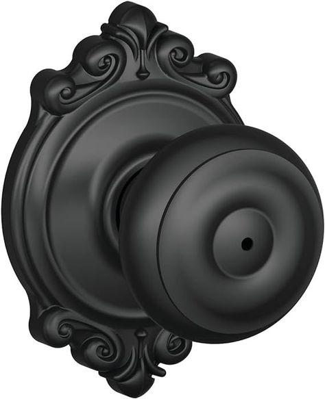 Schlage F40 GEO 622 BRK Brookshire Door Knob with Brookshire Trim, Bed & Bath Privacy Lock, Matte Black - Doorknobs - Amazon.com Bedroom Bathroom Remodel, Privacy Lock, Primary Bath, Door Knob, Interior Doors, Door Knobs, Bedroom Bathroom, Doors Interior, Bathroom Remodel