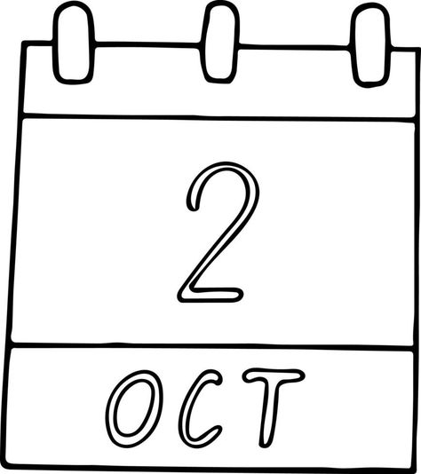 calendar hand drawn in doodle style. October 2. World Smile Day, International of Non-Violence, date. icon, sticker element for design. planning, business holiday Date Icon, Calendar Doodles, World Smile Day, 19 December, Human Rights Day, Planning Business, Doodle Style, Vector Sketch, World Football