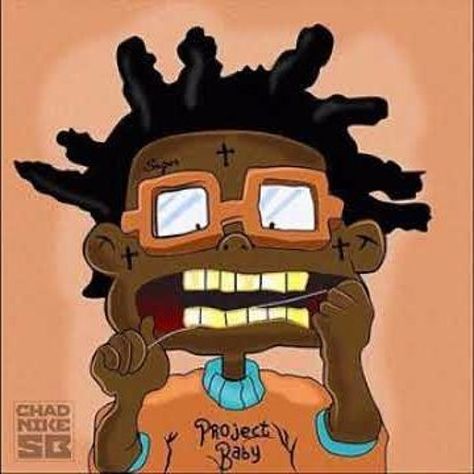 Kodak Black, Cartoon Drawing, Black