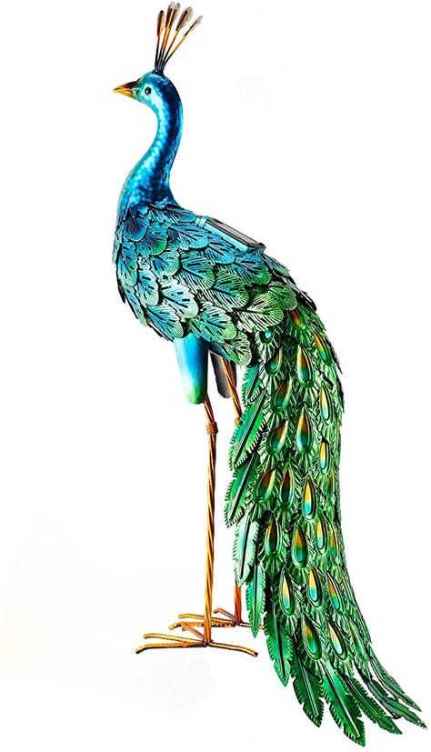 Peacock Statue, Garden Statuary, Art Peacock, Outdoor Metal Art, Garden Frogs, Statue Garden, Peacock Decor, Peacock Art, Metal Yard Art