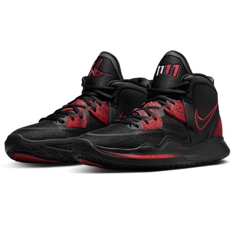 Product Details Sole Material Rubber Outer Material Leather Closure Type Lace-Up Description Men's Nike Kyrie Infinity Black/University Red/Dark Smoke Grey Kyrie 8 Infinity, Nike Kyrie Infinity, Kyrie 8, Kyrie Infinity, Nike React Vision, Chukka Sneakers, Spike Shoes, Rare Nikes, Nike Kyrie