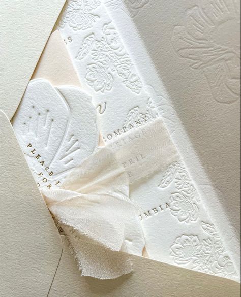 Floral Embossed Wedding Invitations, Blind Letterpress Wedding Invitation, Letter Press Invitations, Wedd Invitations, Molenvliet Wedding, Monaco Wedding, Stationary Kit, Stationery Design Inspiration, Embossed Invitations