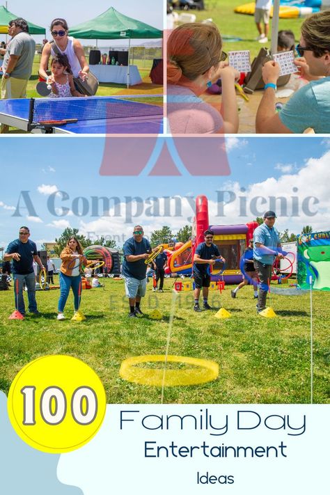 Block Party Ideas Games, Company Family Day Ideas, Corporate Family Day Ideas, Office Picnic Ideas, Family Field Day Games Outdoor Fun, Community Picnic Ideas, Work Picnic Ideas, Corporate Picnic Ideas, Family Events Ideas