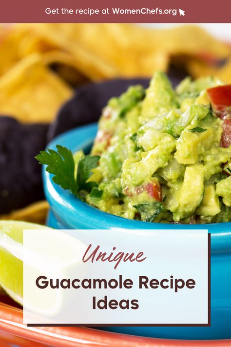 Fresh guacamole in a blue bowl with chips, "Unique Guacamole Recipe Ideas" text. Ina Garten Guacamole Recipe, Guacamole Recipes, Guacamole Salad, Ranch Burgers, Barefoot Contessa Recipes, Ina Garten Recipes, Avocado Dip, Female Chef, Savory Chicken