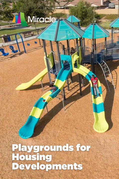 A playground for your housing development is a great way to bring families together! Neighborhood playgrounds can keep kids engaged and entertained, providing a safe place to play. Neighborhood Playground, Community Playground, Commercial Playground Equipment, Housing Development, Playground Design, Play Spaces, A Safe Place, Playground Equipment, Apartment Complexes