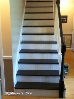 stairs painted beadboard Hallway Colors, Stair Redo, Painted Wood Stairs, Stairs Diy Renovation, Stairs Painted, Coastal Living Rooms Ideas, Painted Beadboard, Stairs Makeover Design, Stairs Diy