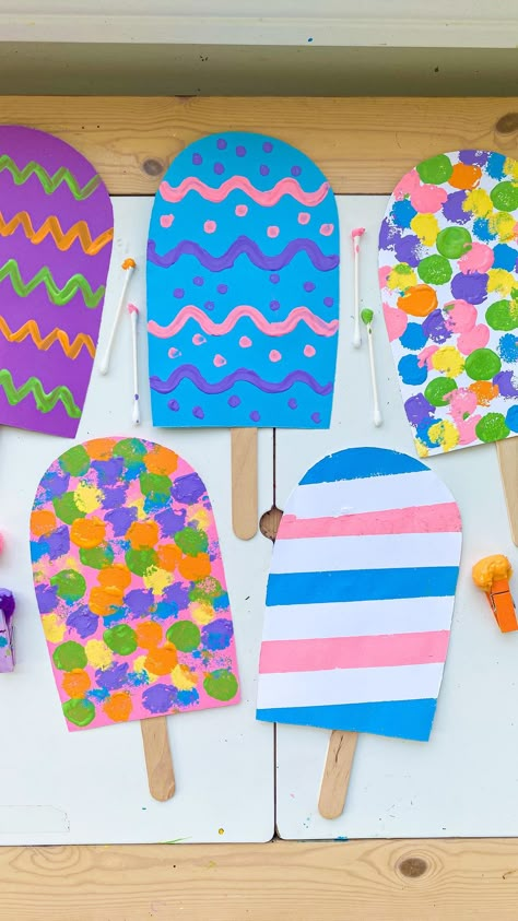 Summer Crafts And Activities, Easy Summer Crafts, Summer Preschool Crafts, Popsicle Art, Summer Arts And Crafts, Crafts And Activities For Kids, Popsicle Crafts, Toddler Arts And Crafts, Summer Crafts For Kids