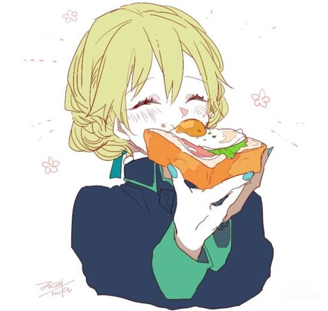 Eating Cupcake Pose Reference, Anime Eating Pose Reference, How To Draw Anime Food, Girl Eating Drawing, Anime Character Eating, Anime Eating Food, Eating Food Drawing, Eating Poses, Anime Eating