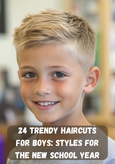 Discover the latest trendy haircuts for boys. From classic to modern, these 24 styles will help boys look their best as they head back to school. Boys Haircut 2025 Trend, Fade Designs Boys, Fohawk Haircut For Toddler Boys, Good Haircuts For Boys Straight Hair, Boys Hair Cuts Straight Hair, Boys Baseball Haircut Trendy, Boys Skin Fade Haircut Kids, Five Year Old Boy Haircut, Boys Haircut Short On Sides Long On Top