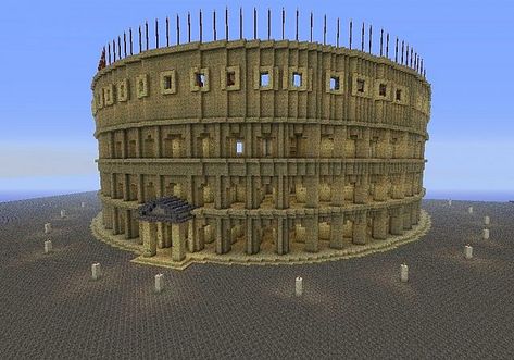 The Colosseum Minecraft Colloseum Build, Minecraft Colloseum, Minecraft Colosseum, Minecraft Log Cabin, Cabin Mansion, Minecraft Wall, Build Inspiration, All Are Welcome, Minecraft Map