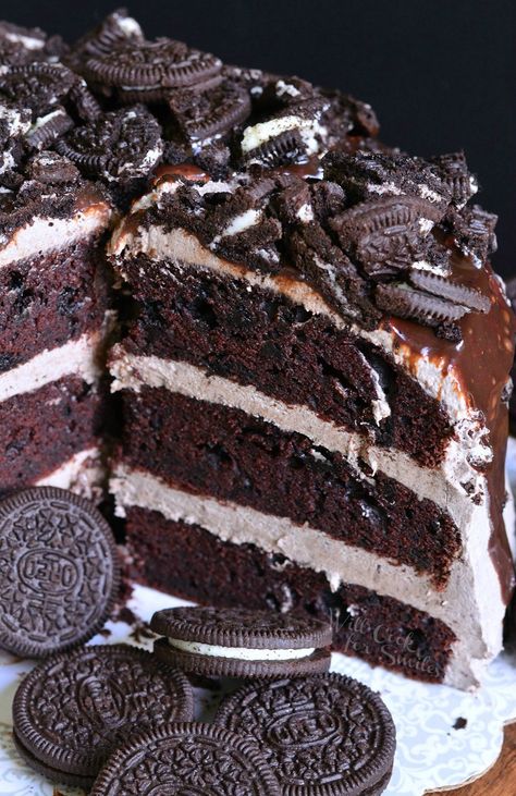 Oreo Icing, Oreo Torte, Chocolate Cake Recipes, Chocolate Oreo Cake, Oreo Cream, Amazing Chocolate Cake Recipe, Chocolate Oreo, Salty Cake, Chocolate Oreos