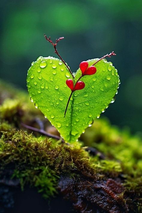 Heart In Nature, I Love Heart, Heart Pictures, Green Heart, Beautiful Flowers Pictures, Red Hearts, Pretty Wallpapers Backgrounds, Heart Art, Flower Pictures