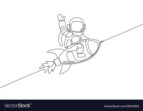 Drawing Of Astronaut, Space Line Art, Drawing Astronaut, Rocket Drawing, Outer Space Drawing, Spaceship Illustration, Kid Quilts Patterns, Space Concept, Line Art Flowers