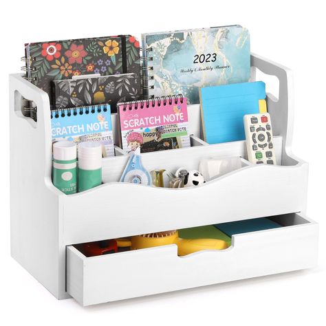 Desk Top Organizer Ideas, White Wood Office, Wood Office Desk, Mail Sorter, Wood Office, Future Teacher, Desk Organization Office, Organize Drawers, Mail Organizer