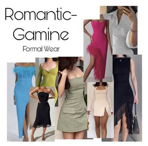 Romantic Gamine Essence, Gamine Essence Outfits, Essence Types, Gamine Essence, Romantic Gamine, Theatrical Romantic Style, Pear Body Shape Outfits, Gamine Outfits, Kibbe Style