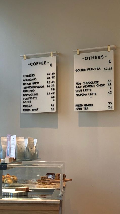 ig @xlananhx Coffee Shop Wall Menu Ideas, Menu Display Design, Coffee Menu Design Ideas, Menu Cafe Design, Coffee Shop Menu Ideas, Elegant Coffee Shop, Coffee Menu Board, Coffee Shop Menu Design, Menu Coffee Shop