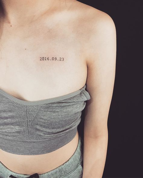 Date Script Tattoo by @raindog_hontattoo Writer Tattoo, Birthdate Tattoo, Tattoo On Chest, Date Tattoo, Script Tattoos, Tattoo Toronto, One Word Tattoos, Script Tattoo, Date Tattoos