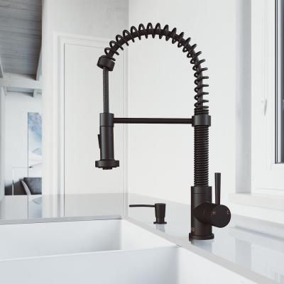 Edison Single-Handle Pull-Down Sprayer Kitchen Faucet with Soap Dispenser in Matte Black Kitchen Faucet With Sprayer, Black Kitchen Faucets, Single Handle Kitchen Faucet, Kitchen Faucets, Kitchen Cleaning, Faucet Handles, Kitchen Tiles Backsplash, Kitchen Sink Faucets, Kitchen Handles