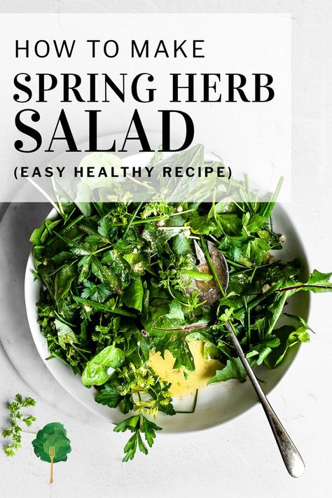 Parsley, watercress, and chives shine in this easy and versatile herb salad recipe. Dress the salad with an intense, garlicky vinaigrette for a simple, healthy side dish. Springtime Recipes, Healthy Side Dish, Herb Salad, Tossed Salad, Healthy Side, Healthy Sides, Thank Me Later, Watercress, Salad Dressings