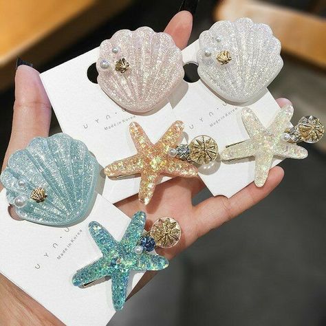 Starfish Hair Clip, Art Coquillage, Hair Tie Accessories, Candy Hair, Soft Candy, Fotografi Vintage, Hair Accessories Collection, Pearl Hair Pins, Hair Accessories Clips