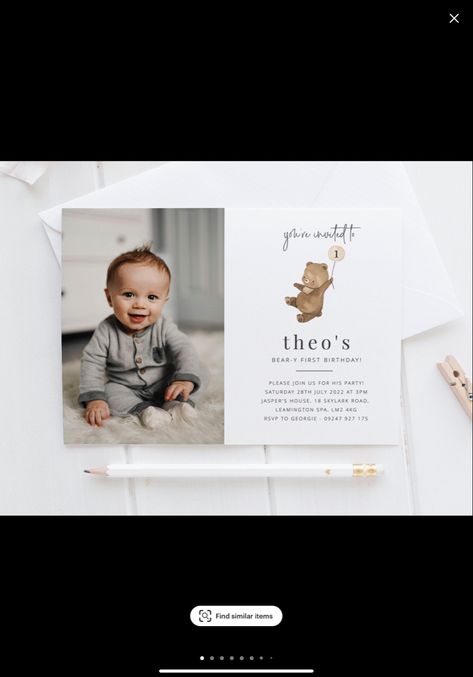 Simple Baby Birthday, Invitation Letter, Baby Announcement Cards, Leo Birthday, Birthday Crafts, Bear Birthday, Boy First Birthday, Baby Birthday, Baby Announcement