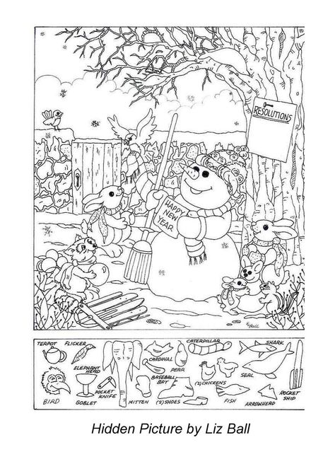 New Year's Day Hidden Picture Puzzle/Coloring Page Christmas Picture Puzzle Game, Hidden Pictures Printables, Highlights Hidden Pictures, Hidden Object Puzzles, Hidden Picture Puzzles, 심플한 그림, Picture Puzzle, Christmas Worksheets, Color Puzzle