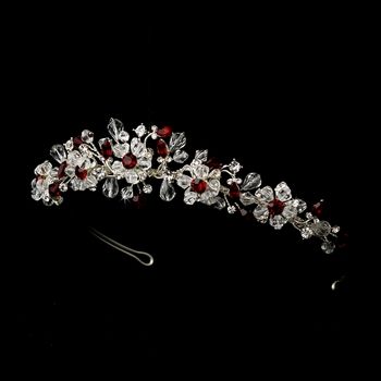 Silver Red Headband Headpiece 8003 Crystal Wedding Tiaras, Crystal Bridal Tiaras, Silver Tiara, Beautiful Tiaras, Silver Jewelry Box, Red Headband, Headband Tiara, Crystal Tiaras, Royal Jewels