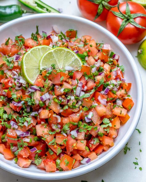 The BEST Ever Homemade Pico De Gallo! | Clean Food Crush Homemade Pico, Clean Food Crush, Food Crush, Garden Bed, Mexican Dishes, Clean Recipes, Green Onions, Our House, Appetizer Snacks