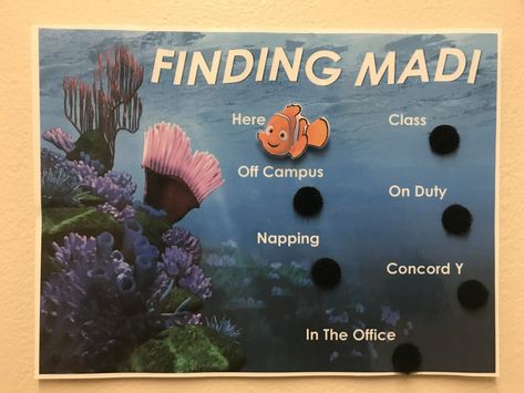 Resident Assistant Door Decs, Dorm Bulletin Boards, Finding Nemo Theme, Resident Assistant Bulletin Boards, Door Decorations College, Time Management College Student, Dorm Themes, Dorm Door Decorations, Ra Door Decs