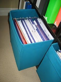 What a great idea! Put filing frames into Drono boxes (from IKEA), then you can use your Expedit for filing too!! Ikea Drona, Ikea Boxes, Office Organization Files, Ikea Expedit, Office Organisation, Breathing Room, Ikea Ideas, Hanging Files, Office Crafts