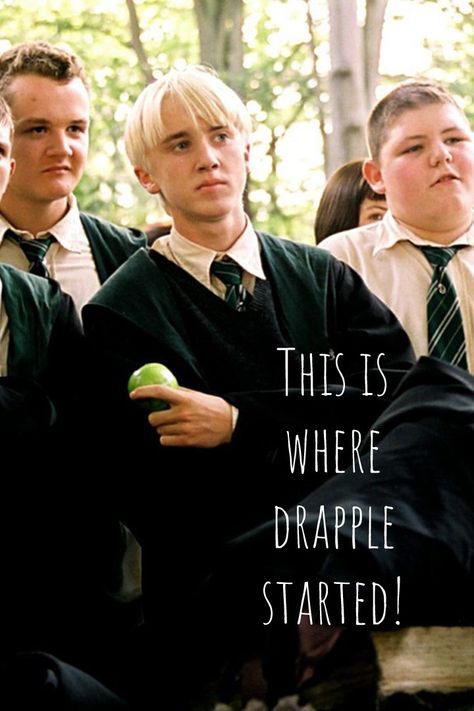 This is how drapple started: it was the prisinor of azkaban and in this scene, draco was eating a green apple. Everybody who ships this claims that his wife, Astoria Greengrass is an apple transfigured into a human. It is probably because A is for apple( duh we’re not kindergarteners) and because Greengrass stands for Green Apple! So, OOF Drapple Ship Fanart, Drapple Ship, Draco And Apple, Draco X Apple, Astoria Greengrass, Draco Eating Apple, Draco Malfoy Apple, If Draco Had A Sister, Draco Malfoy As A Ferret