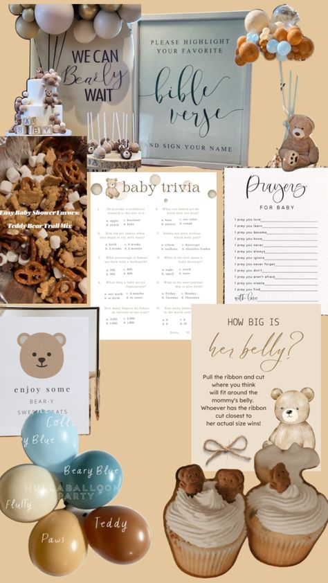 Teddy bear theme Teddy Bear Themed Baby Shower Ideas, Teddy Bear Theme, Baby Facts, Bear Theme, Trail Mix, Baby Shower Themes, Gender Reveal, Baby Names, Teddy Bear