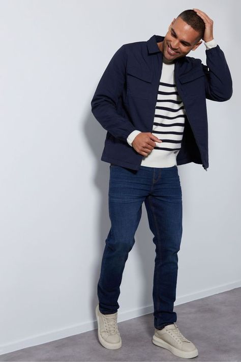 #OutFits#Trends#Fashionista#MensFashion Outfit Para Hombre Casual Jeans, Man Night Outfit, Classic Formal Outfit Men, Jeans And Shirt Outfit Men, Blue Jeans Outfits Men, Blue Denim Jeans Outfit Men, Cool Male Outfit, Men Jeans Outfit, Navy Chinos Men