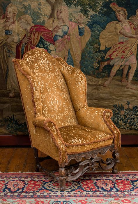 William and Mary winged armchair - Marhamchurch Antiques William And Mary Furniture, Winged Armchair, Antiques Furniture, William And Mary, Antique Furniture, Carving, Furniture, Art