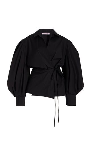 MODA OPERANDI: CAROLINA HERRERA Puffed-Sleeve Wrap Top… Modest Dresses Casual, Easy Trendy Outfits, Shirts Design, Modest Fashion Outfits, Cotton Top, Carolina Herrera, Wrap Top, Elegant Outfit, Modest Outfits