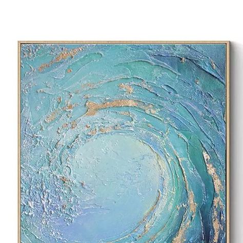 Ocean Wave Painting, Red Abstract Painting, Beach Artist, Gold Abstract Painting, Blue Abstract Painting, Wave Painting, Textured Canvas, Art Texture, Ocean Wall Art