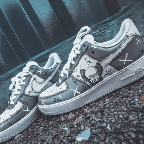 Quadratic Kaws Painted AF1 Shoe Custom Air Force 1 Low Sneaker by hoopcustom Painted Af1, Painted Air Force 1, Shoe Custom, Custom Sneakers Nike, Custom Sneakers Diy, Painted Nikes, Af1 Shoes, Custom Af1, Custom Painted Shoes