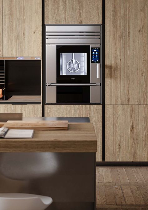 Unox Oven, Professional Oven, Natural Wood Kitchen, Oven Design, Exclusive Homes, Natural Kitchen, Stainless Steel Appliances, Wood Kitchen, Modern Technology