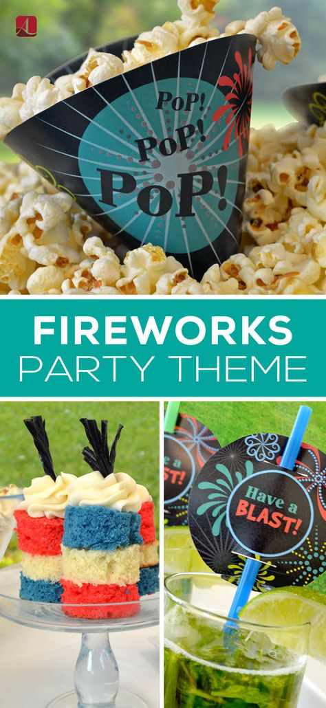 Light it Up with a Fireworks-Themed Party | Easy DIY Party Decorations and Food #partydecor #fireworks #partyfood Firework Party Ideas, Firework Themed Birthday Party, Firework Theme Party, Fireworks Party Ideas, Firecracker Gender Reveal Party Ideas, Firework Birthday Party, Firework Gender Reveal Party Decorations, Fireworks Birthday Party, Gender Reveal Fireworks Theme