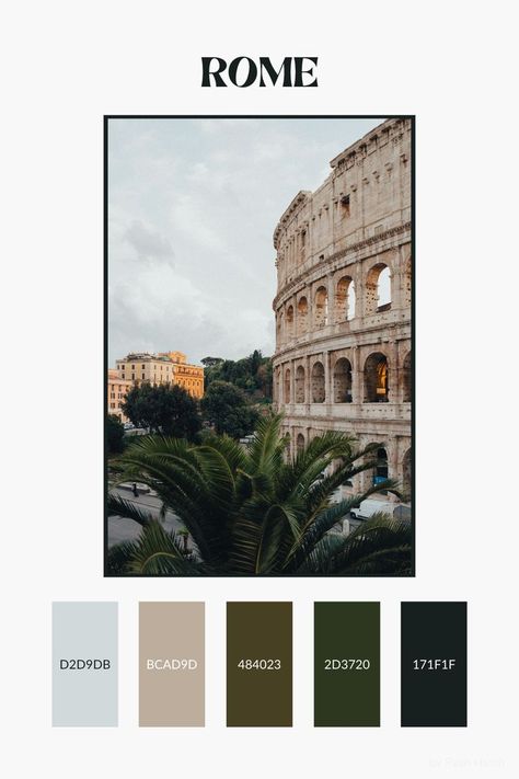 Graphic Design Color Palette, Graphic Design Color, Design Color Palette, Green Colour Palette, Color Palette Design, Colour Combinations, Rome Italy, Inspirational Books, Graphic Designers