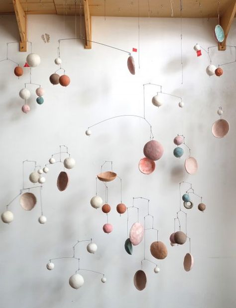 swissmiss | Mobiles by Yuko Nishikawa Ceramic Mobile, Mobiles Art, Handmade Mobile, Mobile Sculpture, Sculptures Céramiques, Kampot, Beads For Sale, Mobile Art, Kinetic Art