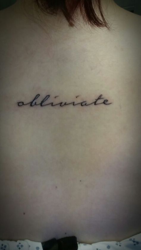 First tattoo, of course HP, chose this font because I could hear Hermione's voice while typing: Obliviate the bad memories so the good can have a place:) Obliviate Tattoo, Hermione Tattoo, Fictional Tattoos, Lumos Tattoo, Expecto Patronum Tattoo, Always Tattoo, Hp Tattoo, Ring Finger Tattoos, Harry Potter Tattoos