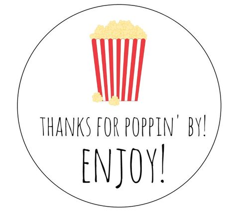 Movie Birthday Party Favors, Birthday Party Popcorn, Movie Cupcakes, Popcorn Labels, Popcorn Stickers, Popcorn Theme, Birthday Movie, Party Popcorn, Popcorn Favors