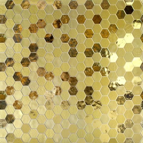 Gold Mosaic Tile, Gold Mosaic, Triangular Pattern, Backsplash Bathroom, Tile Projects, Hexagon Pattern, Interior Floor, Glass Mosaic Tiles, Tile Samples