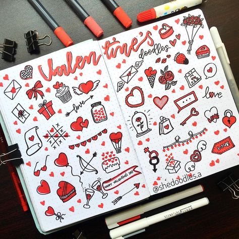 Calendar Doodles, Valentines Day Doodles, Valentine Doodle, February Bullet Journal, Valentines Scrapbook, Bullet Journal Ideas, Bullet Journal Mood, Bullet Journal Aesthetic, Bullet Journal Design Ideas