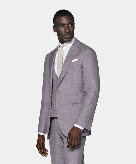 For those special events that call for a standout touch of color, this pale purple Havana suit is sure to make an unforgettable highlight—available as a three-piece with an accompanying double-breasted waistcoat. Groom And Groomsmen Suits, Wedding Suits For Men, Double Breasted Waistcoat, Dress Code Wedding, Pale Purple, Formal Suit, Linen Suits, Suits Men, Groomsmen Suits