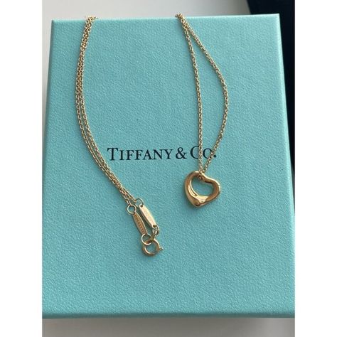 Tiffany & Co 18K Rose Gold Elsa Peretti 11mm Open Heart Necklace 16" MINT Gold Necklace Tiffany And Co, Tiffany And Co Gold Necklace, Necklace Tiffany And Co, Luxury Goals, Velvet Necklace, Open Heart Necklace, Elsa Peretti, Tiffany Co Jewelry, Necklace Box